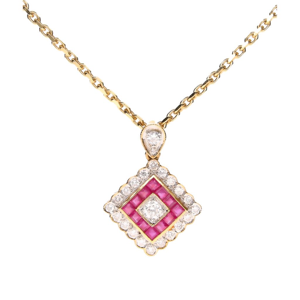 18CT GOLD RUBY & DIAMOND NECKLACE at Ross's Online Art Auctions